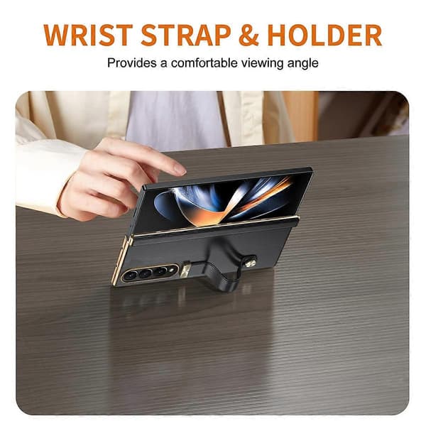 Infällbart handledsband osynligt stativ telefonfodral Black For Galaxy Z Fold4