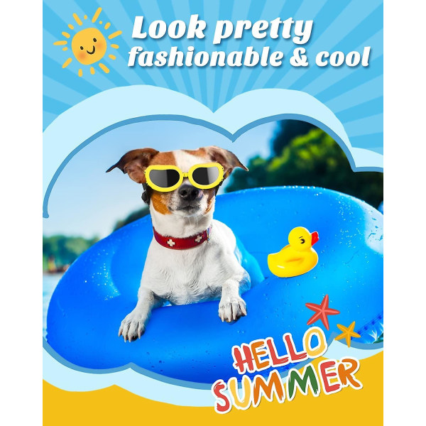 Hundetilbehør, justerbare stroppbriller for små hunder (gul)