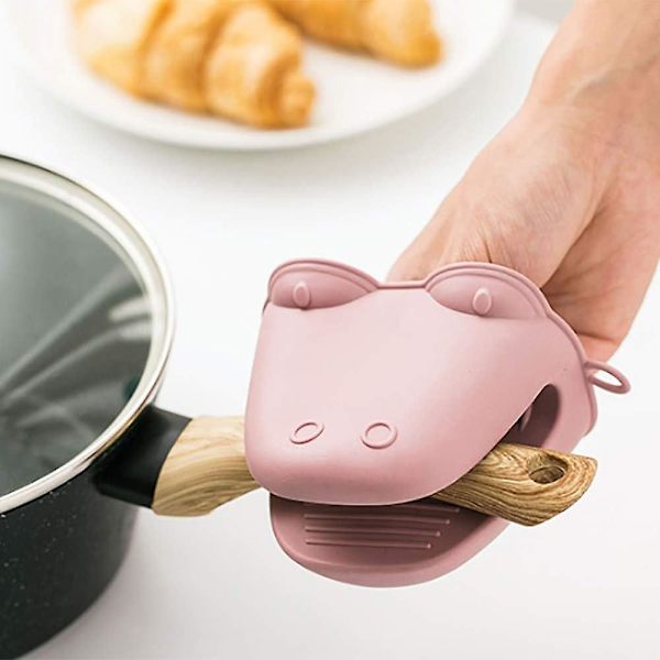 1 par ugnsvantar i silikon Mikrovågsugn Värmebeständiga handskar Matlagning Nypvantar Miniugnsvantar Halkskyddande köksugnshandskar för kök Co Pink