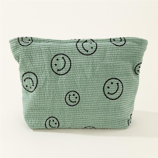 Makeuptaske Sød smiley fløjlsbukser Toilettaske til rejser green