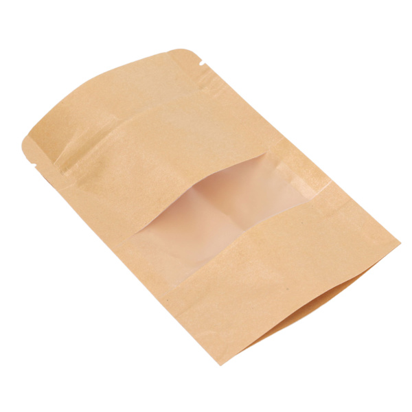 200 st 9x14 cm återförslutningsbara kraftpapperspåsar med fönster för mat och kaffe