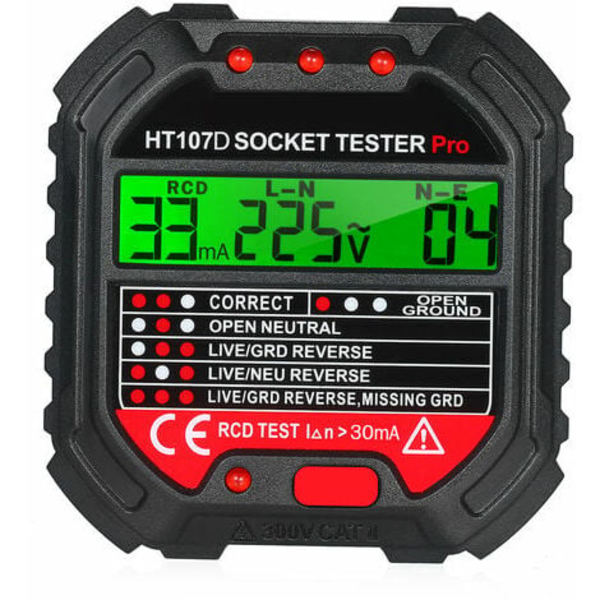 KKmoon Gfci Outlet Tester With Voltage.Display 90-250V Automatisk eluttagstestare Kretspolariteter Spänningsdetektor