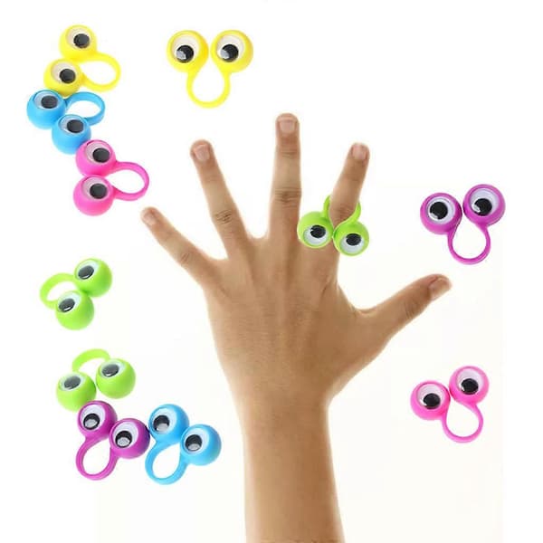 Småbarn Fingerdocka Bärbar 3D Ögon Fingerring Leksak 10st Barnkalas Tillbehör[ht]