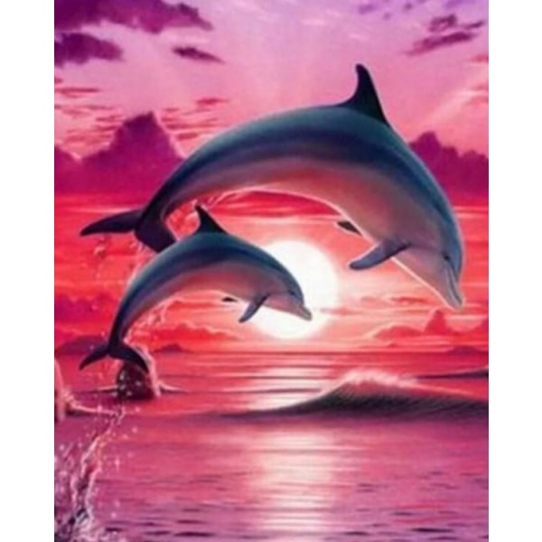 Delfin kystlandskab diamantmaleri (30x40 cm)