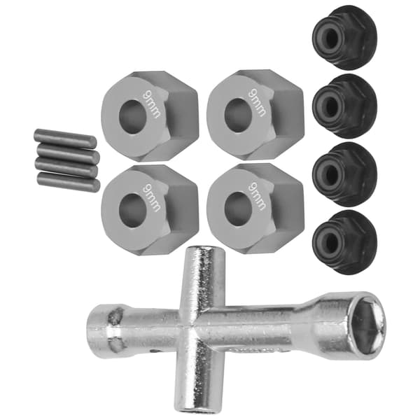 12 mm Hex Adapter 9 mm Tyk M4 Flange Låsemøtrikker Krydsnøgle Sæt til 1 10 RC Bil Titanium
