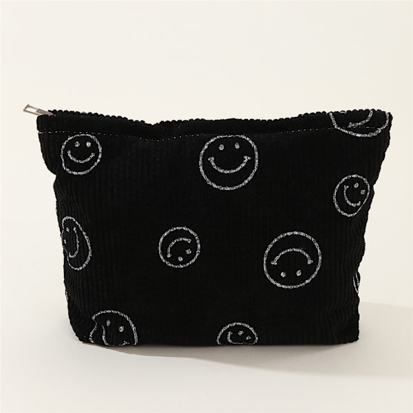 Makeuptaske Sød smiley fløjlsbukser Toilettaske til rejser black