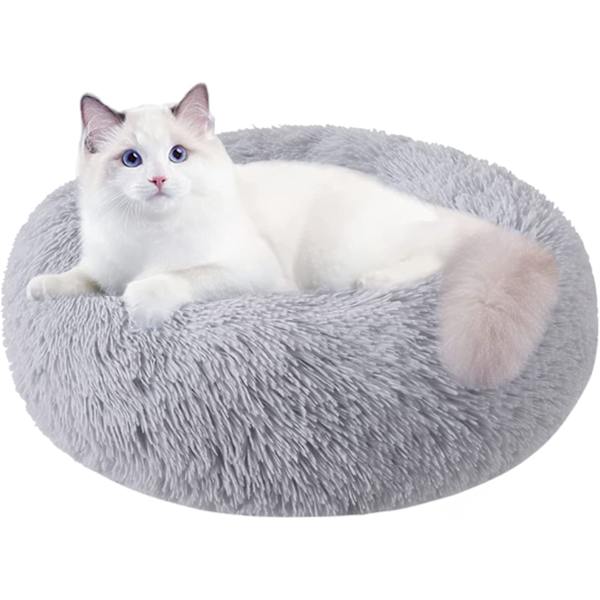 Katteseng til indekatte, hundeseng til små mellemstore til store hunde ca. 50 cm, vaskbar rund seng til hvalpe og killing