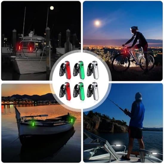 6-delt sett med maritime navigasjonslys, båter, LED-navigasjonslys, 4 moduser