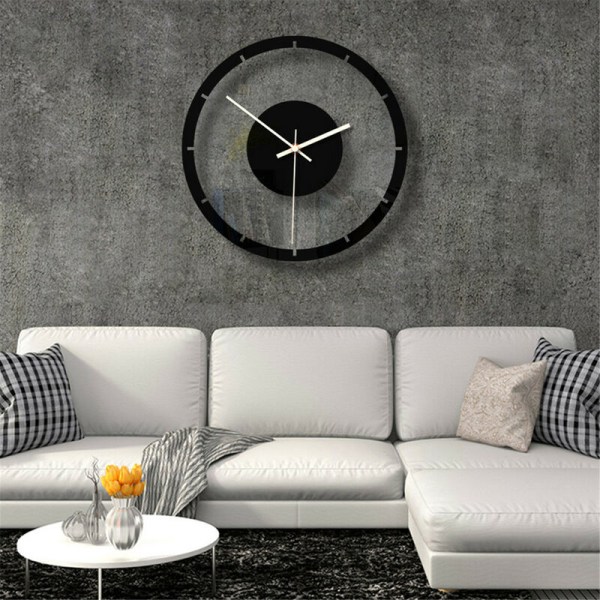 Nordic Wall Clock Silent Transparent Akrylklokke Hjem Stue