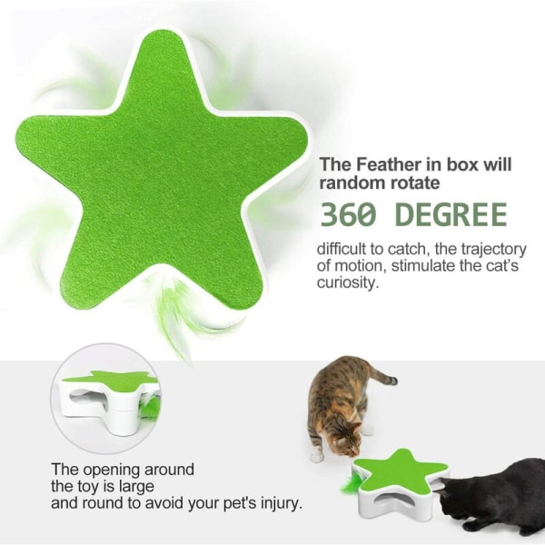 Lemmikkitarvikkeita Kissan lelut Sähkökäyttöiset Smart Self-Hi Feather Funny Cat Stick (valkoinen ja vihreä),