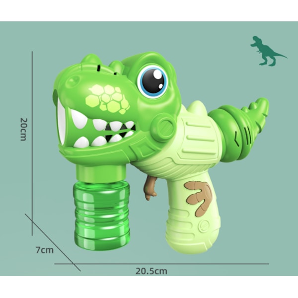 Automatisk bobleblæsemaskine (otte-hullers grøn dinosaur boblepistol),