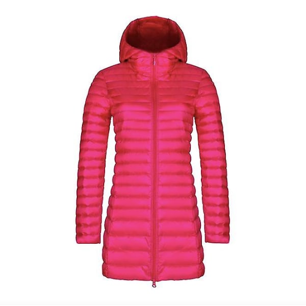 Dunjakke dames tynn lang stil Wine Red L