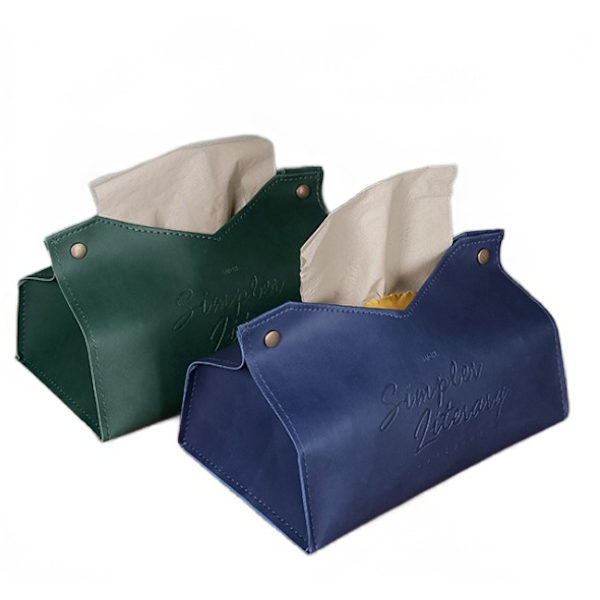 Læder Tissue Box, Home Soveværelse Stue Bil Papir Box (Mørkegrøn) GroupM