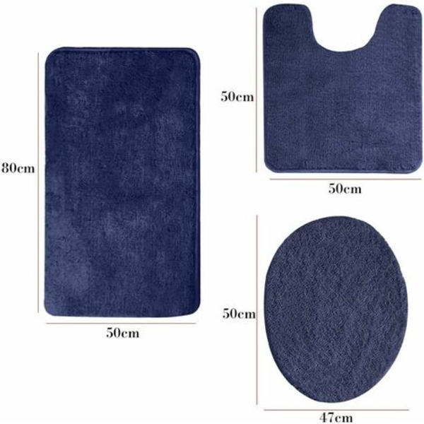Badmatta set med 3 delar, fluffig duschköksmatta, mjuk mikrofibermatta set , enfärgad halkfri och absorberande golv
