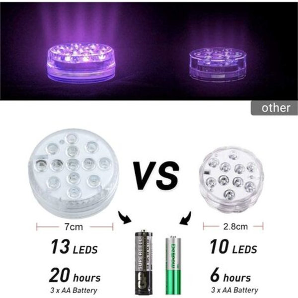 4 stk. Dykbare LED-lys, svømmebassinlamper IP68 Vandtætte 16 RGB-farver skifter med sugekopper Lys til Aq