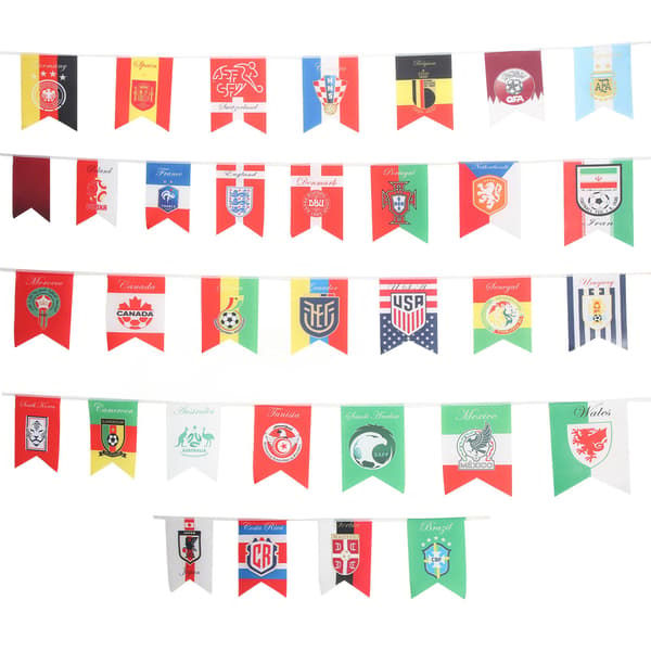 2022 Verdenscup String Flagg 32 Land Banner 20x28cm