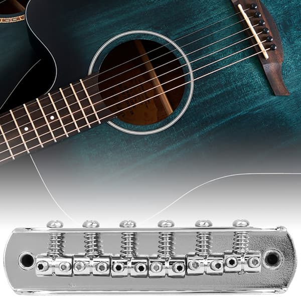 Gängad sadelgitarrbrygga för Mustang Jag J master Style-gitarrer (silver)