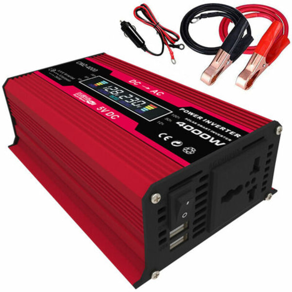 4000W Peak Power Modifierad sinusvågsinverterare LED-skärm 300W Nominell Power Inverter DC 12V till AC 110V/220V Omvandlare Powe