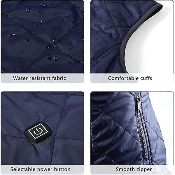 Dame Opvarmet Vest Med Hals Varme Jakke L Blue