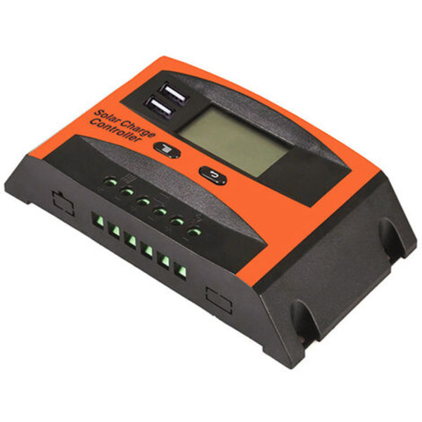 30A 12V/24V Smart Solar Panel Charge Controller med LCD-skjerm og USB-port, overstrømsbeskyttelse, for solcellepanel