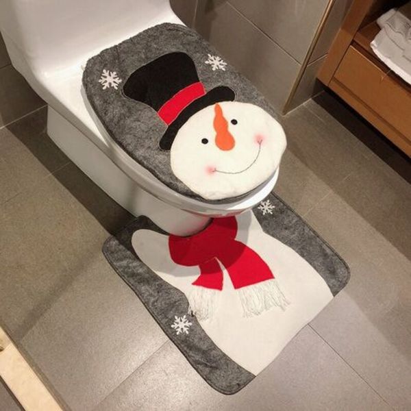 Christmas Snowman Toalettsits cover och Matt Set Badrum Juldekorationer