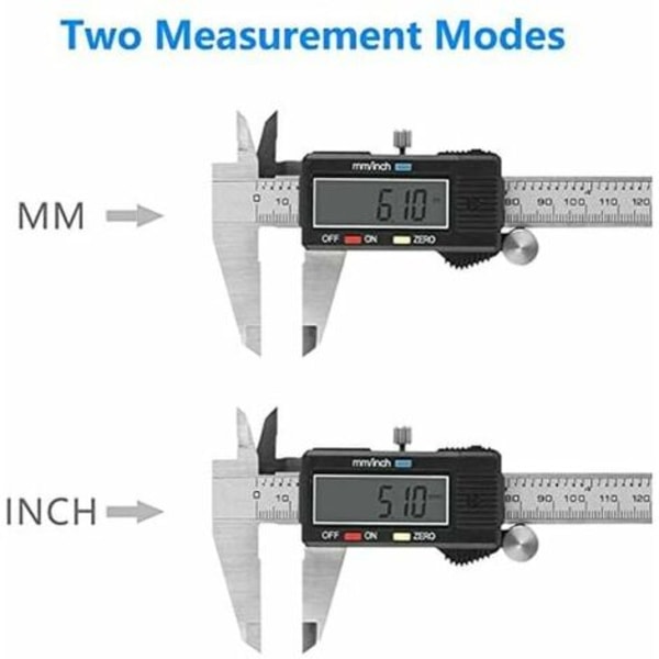 Digital Vernier Caliper, Professionel Caliper 150m, Precision Digital rustfrit stål Vernier Micrometer Tool, mm/tommer C