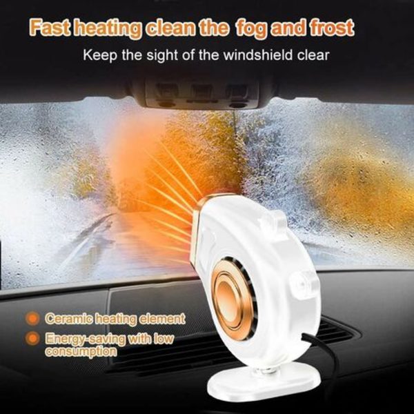 12V/120W Auto Windscreen Defrosters, Bærbar Bilvarmer, til Bil Forrude, Quickly Defroster, Hvid