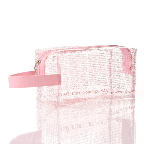 PVC Transparent kosmetikkveske Oppbevaringsveske Vanntett vaskepose Bærbar bærbar reisekosmetikkveske Rosa