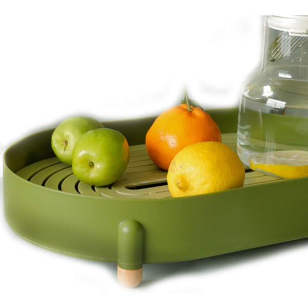 Stort vardagsrum Vattenkopp avloppsbricka Dubbel plast Creative fruktförvaringsbricka (Matcha Green)