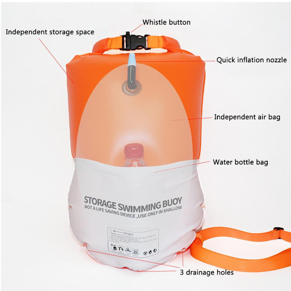 Vattenbärbar förvaringsväska simflytande väska rymmer vattenflaskor vattentät PVC-material 20L