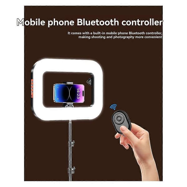 Handheld Ring LED Fill Light Rechargeable Portable Phone Live Broadcast Photography Selfie Lamp with BT Remote Control