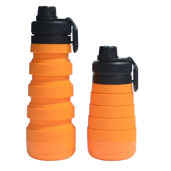 Populær bærbar foldbar kedel udendørs silikonekop Kreativ løbefitness Sportskop med stor kapacitet (orange)