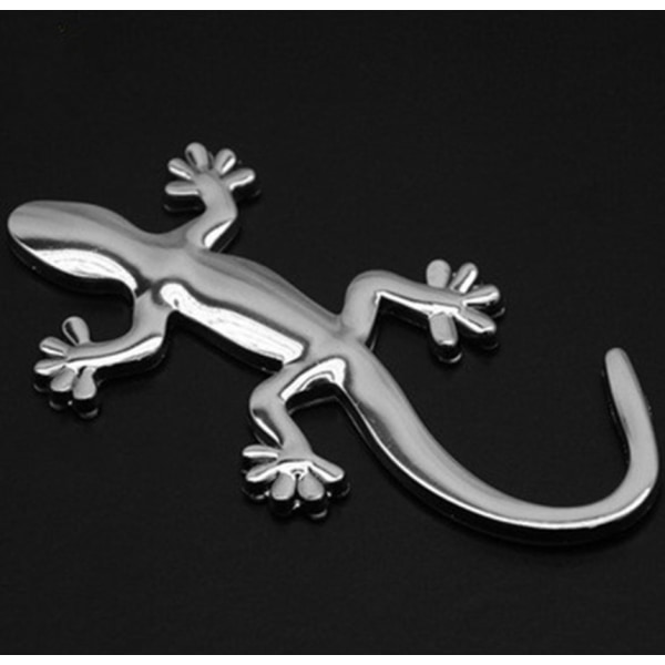 Gecko Solid Metal Car Stickers 3D Stereo Modified Car Stickers Creative Car Stickers (silver)