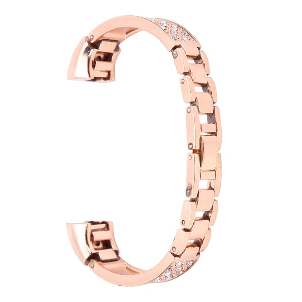 Rustfrit Stål Dame Rhinestone Armbånd Rosaguld Fitbit Armbånd