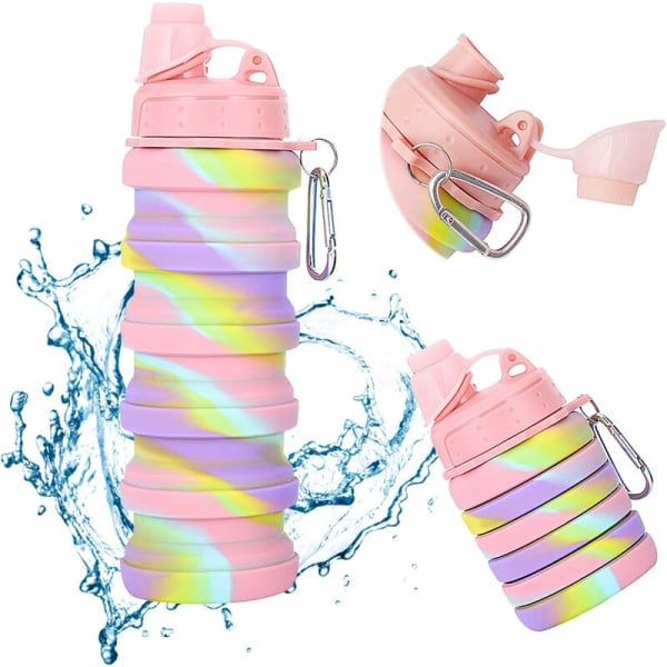 Sammenklappelige vandflasker 500ml Sammenklappelig vandflaske BPA Silikone Genanvendelig vandflaske Camping og vandrevand