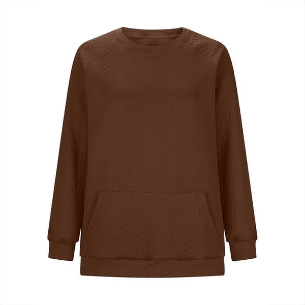 Dame Oversized Sweatshirt Afslappet Langærmet Rund Hals Tekstureret Løs Pullover Efterårstrøje med Lommer Grå M Gray M
