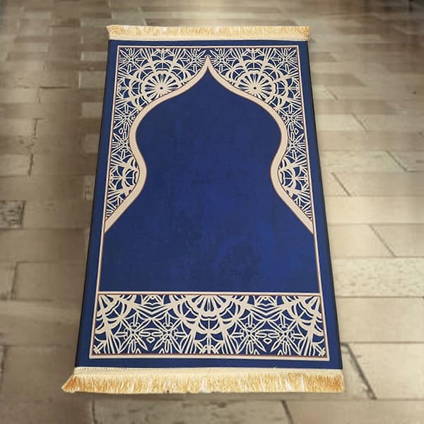 [HT]Muslimsk bønneteppe Eid-matte Islamsk bønneteppe for stue soverom nattbord Blue