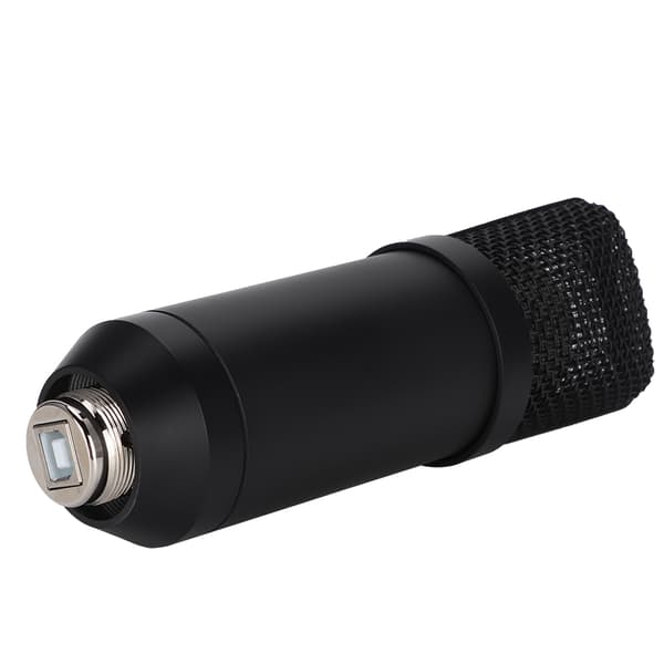 Bærbart kondensator USB-mikrofon for PC bærbar datamaskin med stativ (svart)