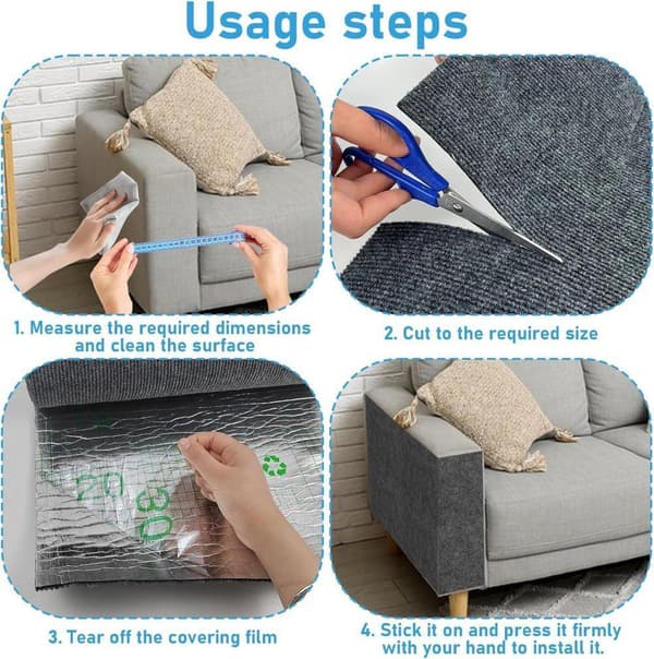 30×100 cm Selvklebende klorebrett til katt, veggbeskytter til klorebrett, klorebrett til sofa, katteklorematter, hjørne DIY[ht] gray gray