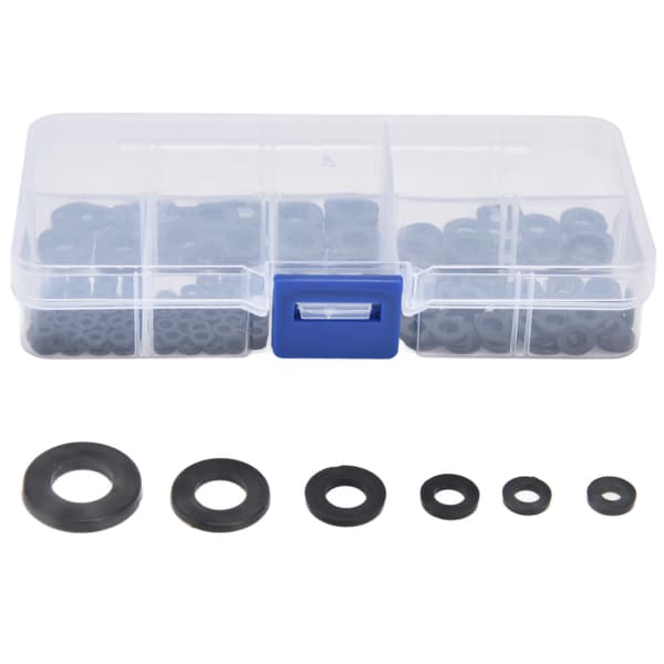 250 st Svarta platta brickor i nylon, sortimentskit M2 M3 M4 M5 M6