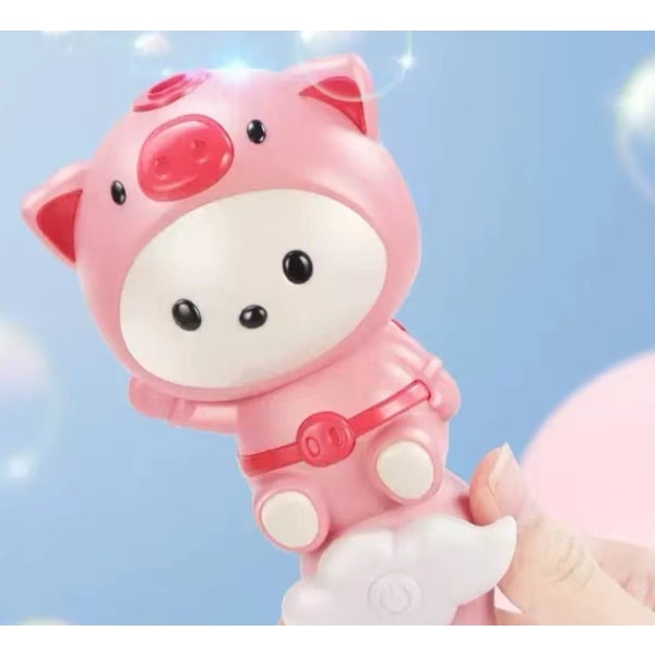 Automatisk elektrisk Bubble Stick Bubble Machine (rosa søt gris [fargeboks]),