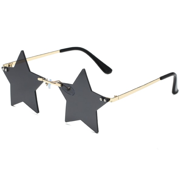 Epäsäännölliset aurinkolasit Naisten Creative Star -aurinkolasit Kehyksetön Persoonallisuus Värikkäät Pallo-aurinkolasit (Gold Frame Grey Piece),