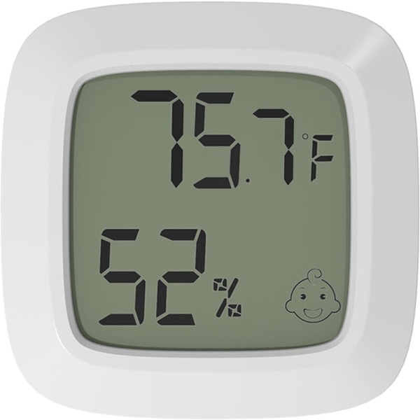 Mini termohygrometer, innendørs, baby, soverom, med magnet, display (hvit Fahrenheit)