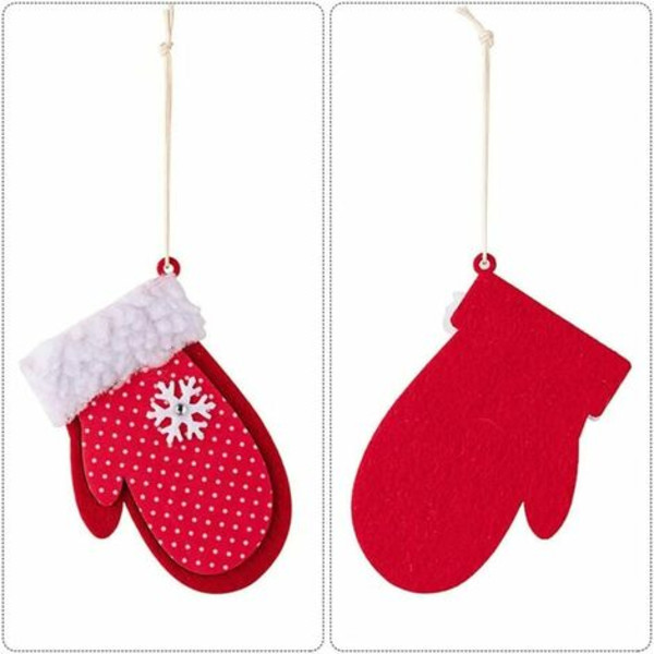 12 stk. juletræspynt julepynt, mini juletræ vedhæng Nissehue Sokker Handsker Cane Hanging Penda