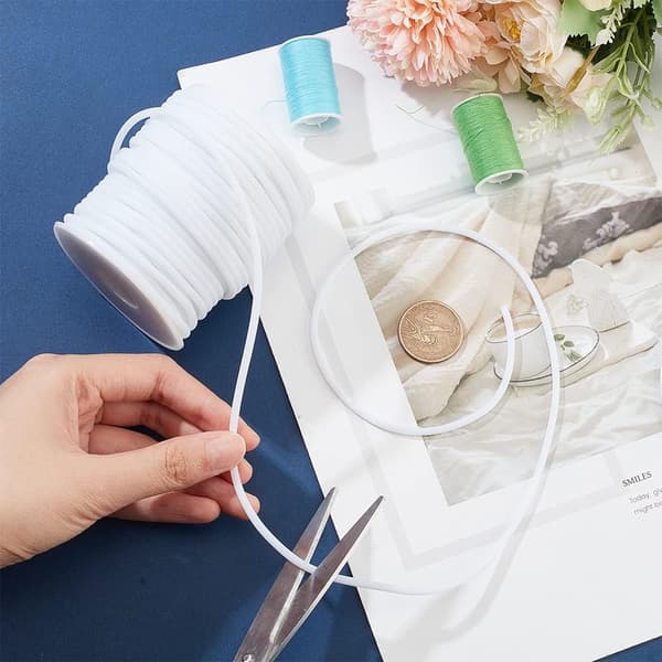 32,81 Yards Solid Gummisnor, 3mm Hvit Plasttau Hul Gummislange Snor Rund Elastisk Snor Perlearbeid Håndverkstråd Strekksnor til DIY Håndverk[ht]