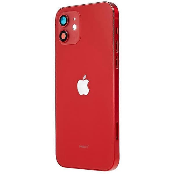 Til iPhone 12 6,1 tommer Bagbatterihus Dæksel+Midterpladeramme+Sideknapper Udskiftningsdel Multicolor Red