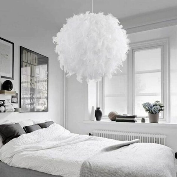 Antik industriell lysekrone E27 Global Feather Chandelier, moderne nordisk stil lysekrone med fjærskyggedekorasjon (lyskilde ikke inkludert)