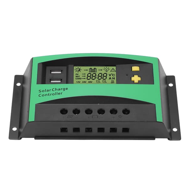 Solar Charge Controller PWM 12V 24V 30A med 2 USB 5V-udgange til RV-bådtilbehør