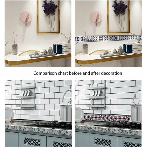 C23YX-04 [500x10cm] Flise-taljeklistermærke Vandtæt selvklæbende dekorativt køkkenklistermærke til badeværelset