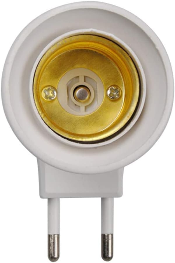 [HT]LED-lamppu E27-urosliitin EU-pistokesovitin lampunpitimeen virtakytkimellä (valkoinen*2)